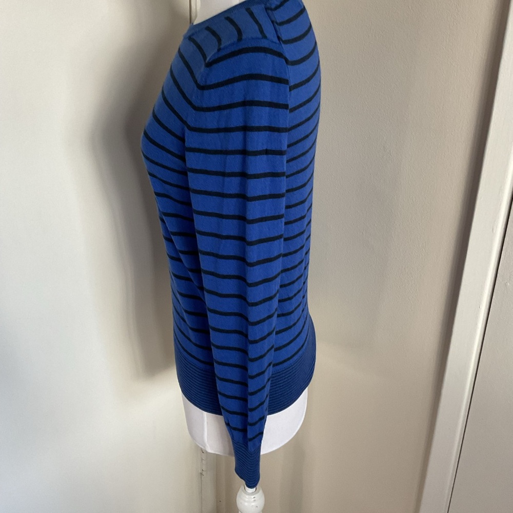 Banana Republic Black Label Silk Cashmere Striped Sweater Blue Black Medium - Picture 5 of 7